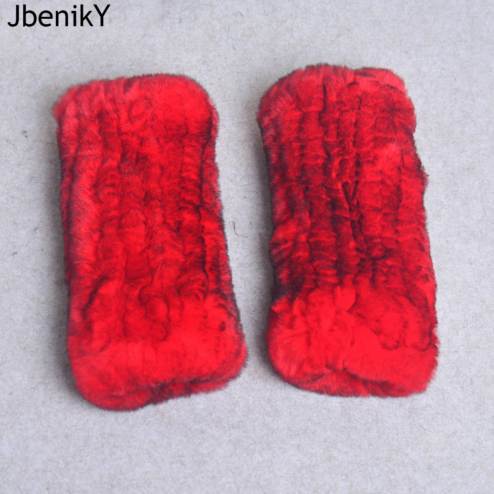 

Lady Fashion Knitted Warm Real Rex Rabbit Fur Glove Winter Women Rabbit Fur Mittens Natural Soft Rex Rabbit Fur Gloves