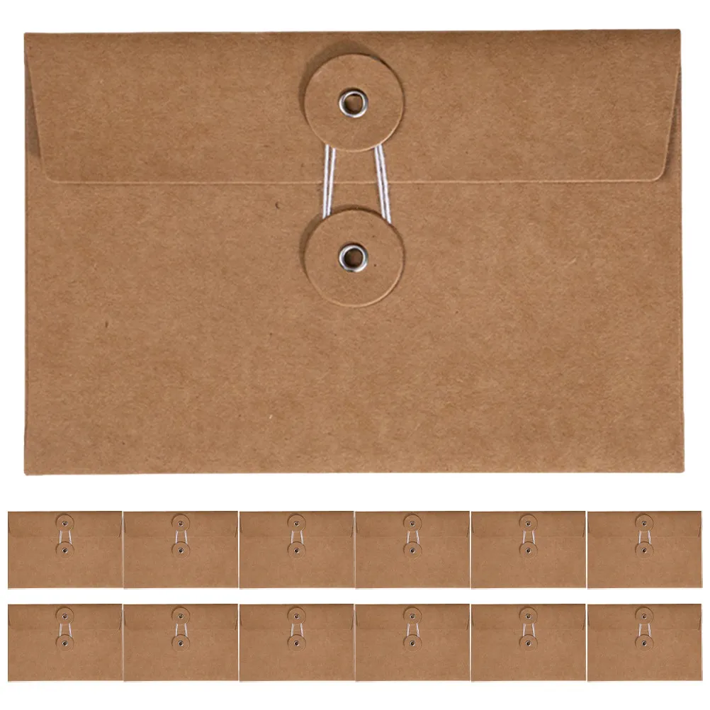 

20Pcs Office Organizer Vintage Kraft Paper Envelope String Closure Document Storage File Brown Envelopes File Envelopes