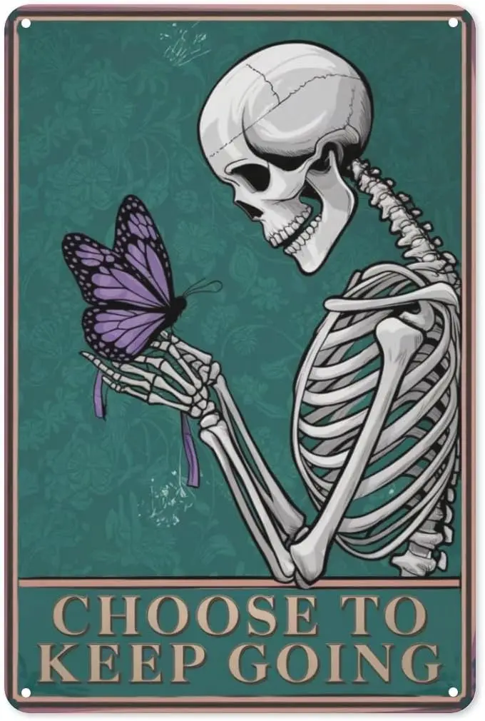 Butterfly Resilience Tin Sign 8X12IN Gothic Metal Wall Art for Therapy Office, Dorm & Goth Room Decor sign