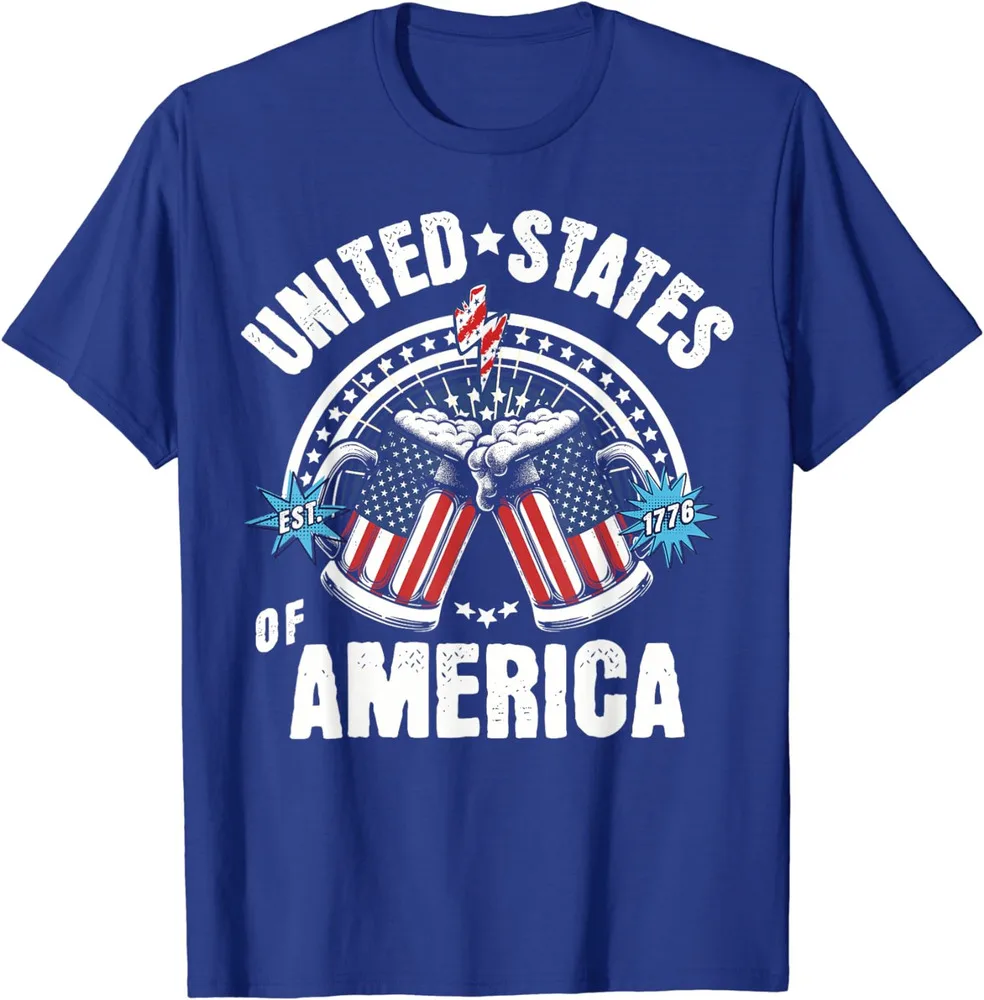 Patriotic Beer American Flag 4th Of July Beer Gift Unisex T-shirt S-5XL High Quality 100%Cotton Short Sleeve