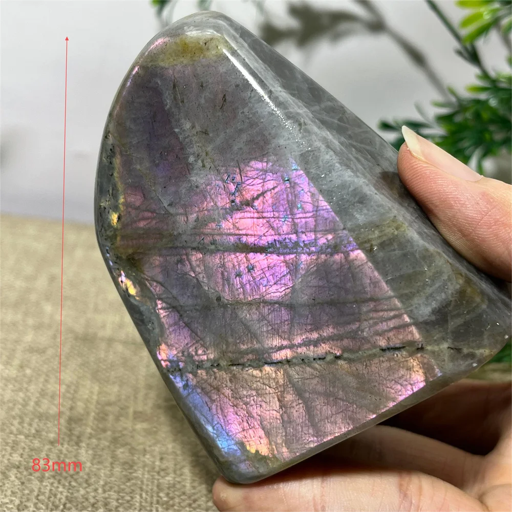 Crystal Natural Labradorite  Free Form Flash Purple Stone Quartz Light Home Decoration Feather Hecatolite Mineral Samples