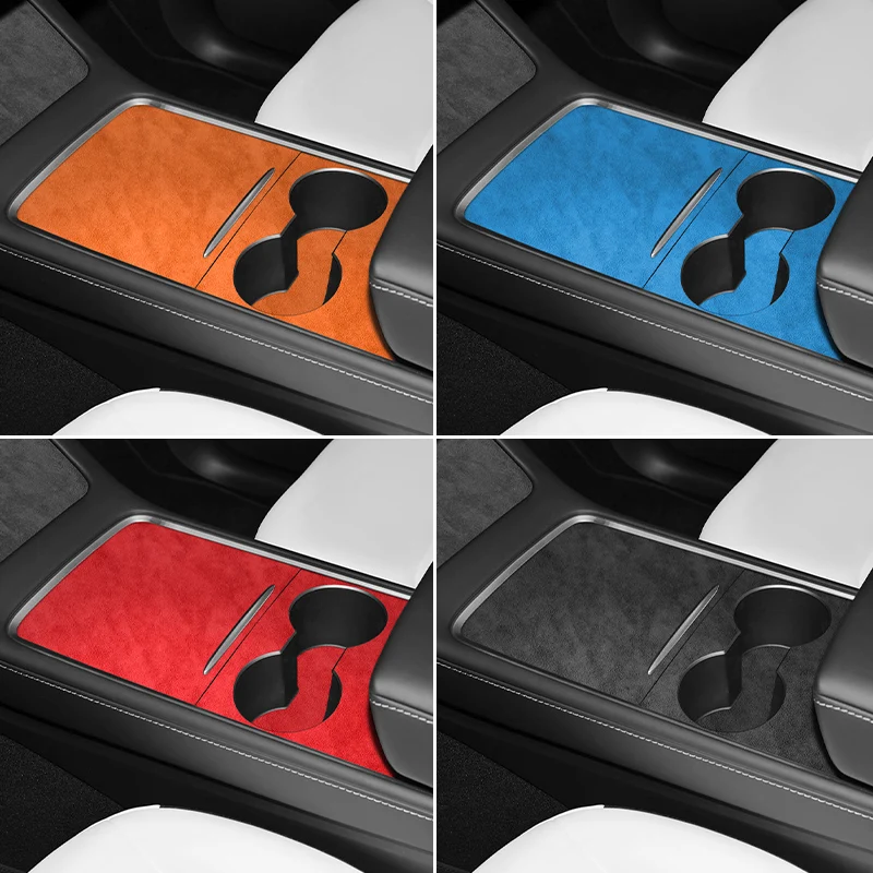 For Tesla Model 3（2019-2023）Model Y Car Center Console Stoarge Panel Trim Sticker Made of Alcantara Interior Tuning Accessory