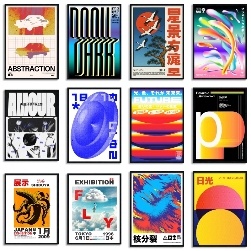 Abstraktes Spektrum Flow Poster Vintage klassischer Sci-Fi-Kunstdruck auf Leinwand, Gemälde, Wandkunst, Bild für Wohnzimmer, Heimdekoration