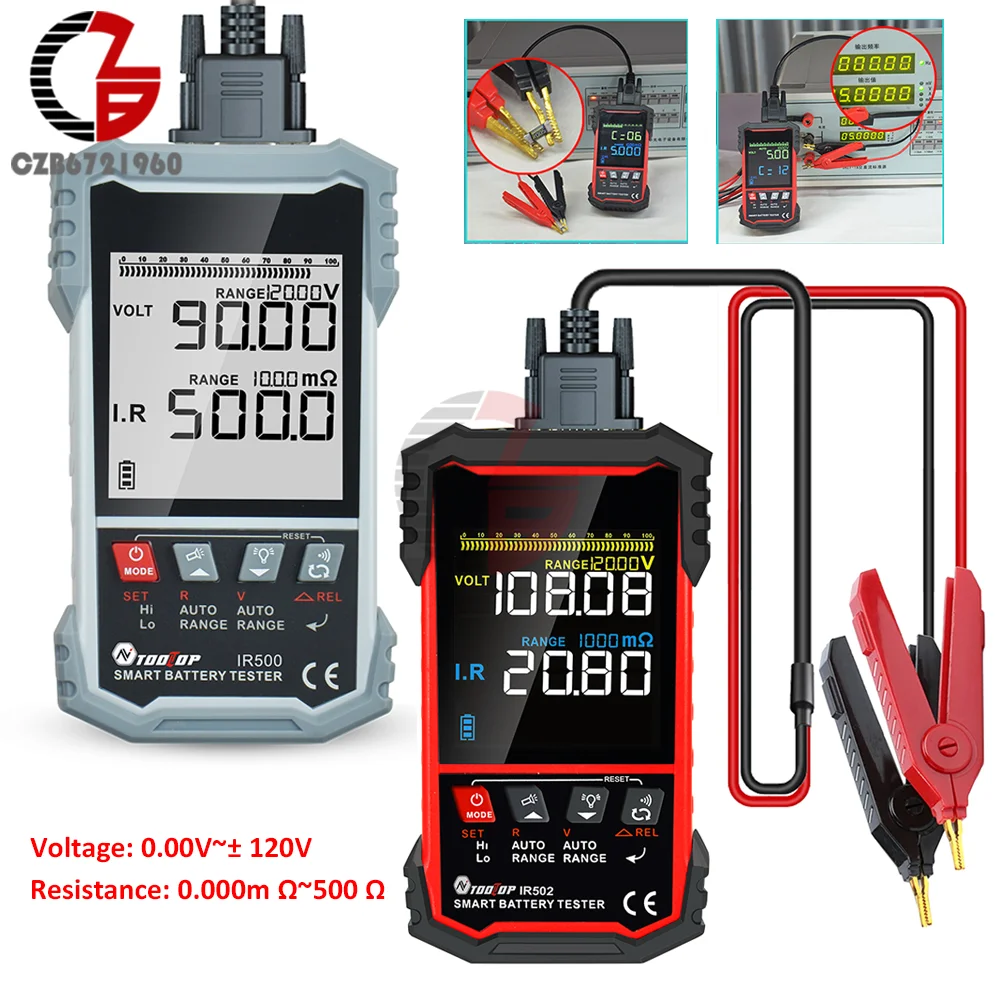 18650 Lithium Battery Tester 4-Wire Battery Internal Resistance Tester Electric Vehicle Group Battery Test with Kelvin Clip