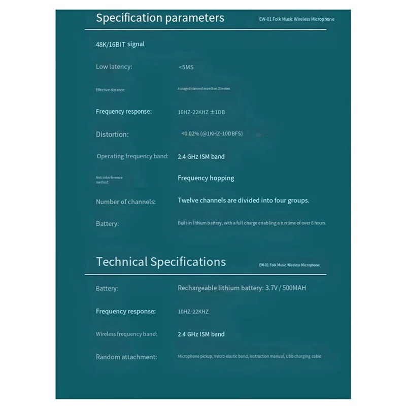 2.4G Wireless Earphone Monitor System JW-07 In Ear Low Latency Transmitter Receiver With 12 Channel Bank Support-TCES
