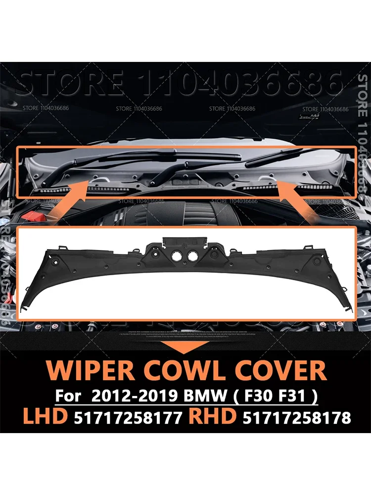 Für 2012-2019 F30 F31 BMW 320i 328i 330i 335i 340i 328d 330e M3 M4 Scheibenwischer Gugel Abdeckung LHD 51717258177 RHD 51717258178 – Detail 5