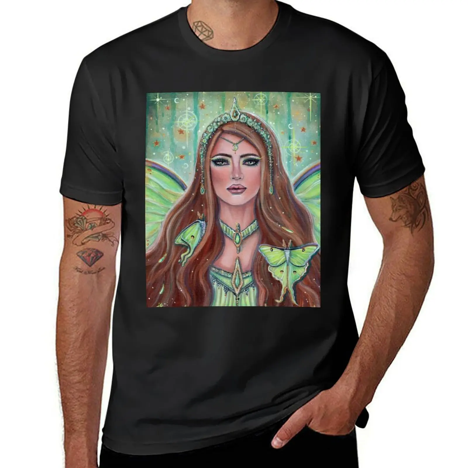 Aine Irish goddess fairy by Renee Lavoie T-Shirt plus sizes tops blacks designer t shirt men