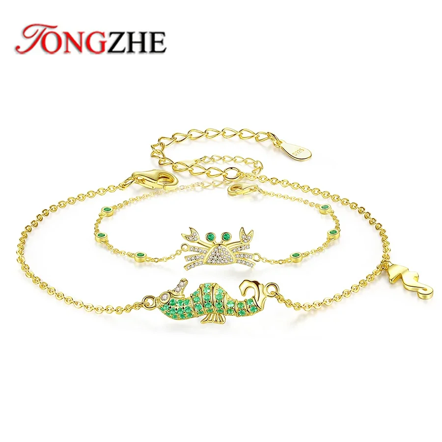 TONGHZE Crab lobster Bracelets For Women 925 Sterling Silver Charm Zircon Femme Gifts for Grils Jewelry Accessories