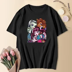 Vintage Style Monster High T-Shirt American Fashion Doll Printed High Quality Tees Unisex Summer Popular Fashion Loose Tops