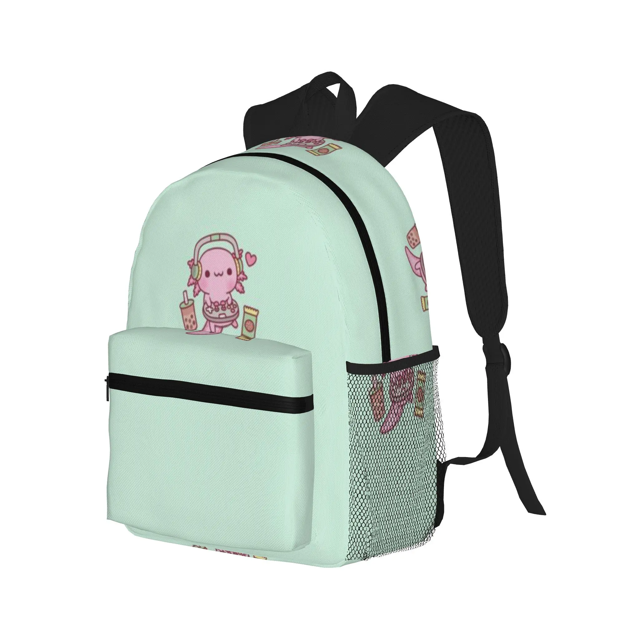 Cute Axolotl Loves Playing Video Games Funny  Casual Backpack for Students and Adults Man backpack