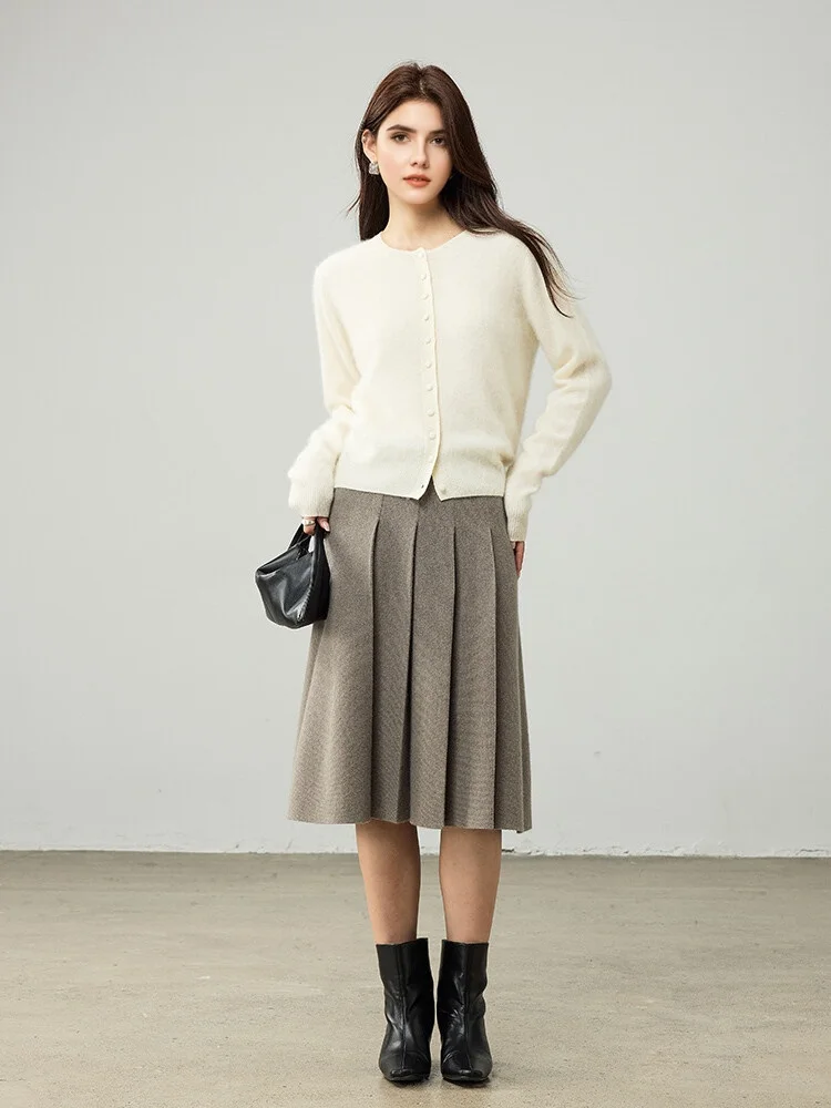 SuyaDream، سترات نسائية، صوف صوف، ياقة دائرية، سترات مريحة ناعمة، صوف 100%، سترات خريف وشتاء 2025