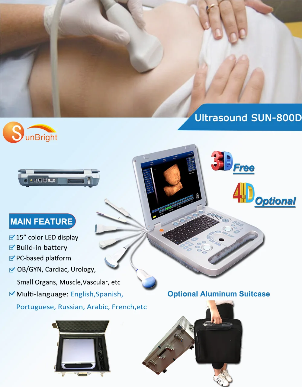 hospital 3D portable ultrasound for test human