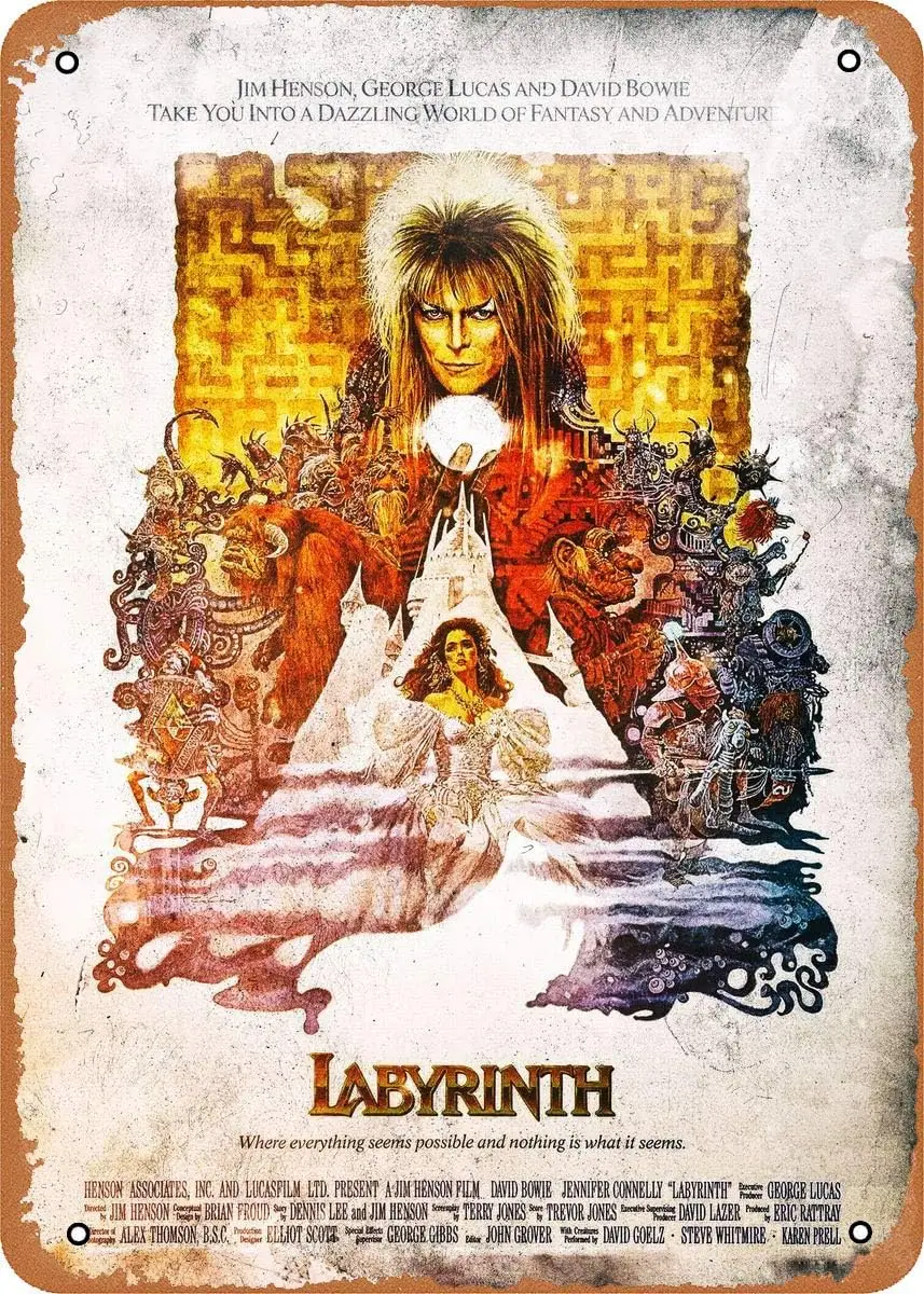 Labyrinth Movie Poster Retro Vintage Movie Poster 8 x 12 Inches - Vintage Metal Tin Sign for Home Bar Pub Garage Decor Gifts