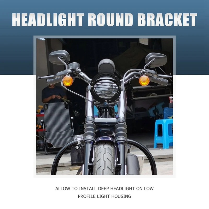 Super Sale 5.75 Inch Black Car Motorcycles Headlight Bracket Kit Suitable for Harley Touring Softail Jeep Headlight Adapter (2Pc