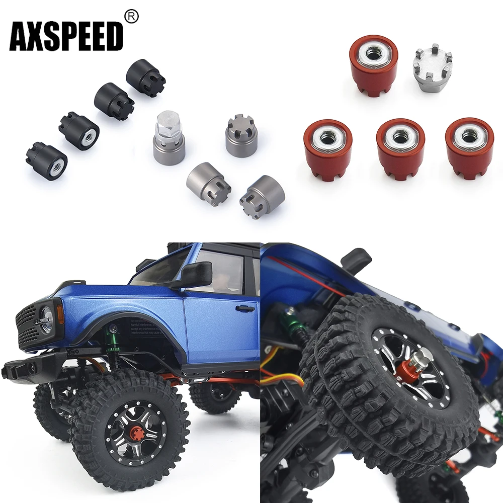 AXSPEED Locking Hubs Hex Nut Insert Lock Nuts Wheel Nuts For 1/24 Axial SCX24 Deadbolt Wrangler Gladiator Bronco RC Crawler Car