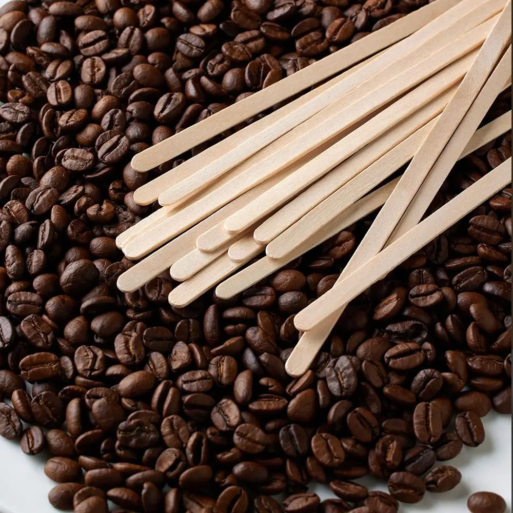 100Pcs 14/18cm Coffee Stirrer Sticks Disposable Single Package Wooden Coffee Stirrers Drinking Stir Ice Cream Hot Cold Drinking