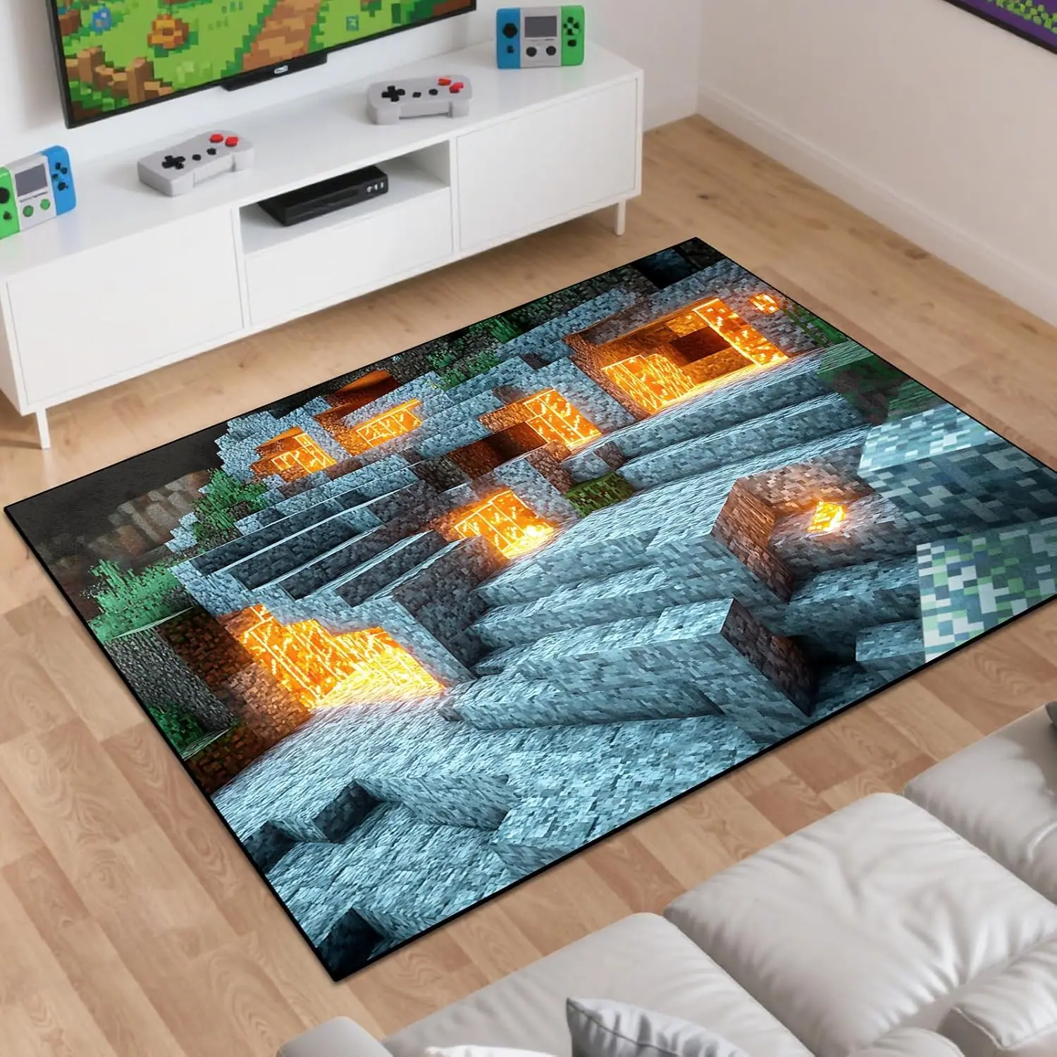 

Коврик для игры в блок, детский ковер для подростков, коврик для украшения сцены пиксельных игр, моющиеся игровые коврики для спальни мальчика, гостиной, игровая комната,