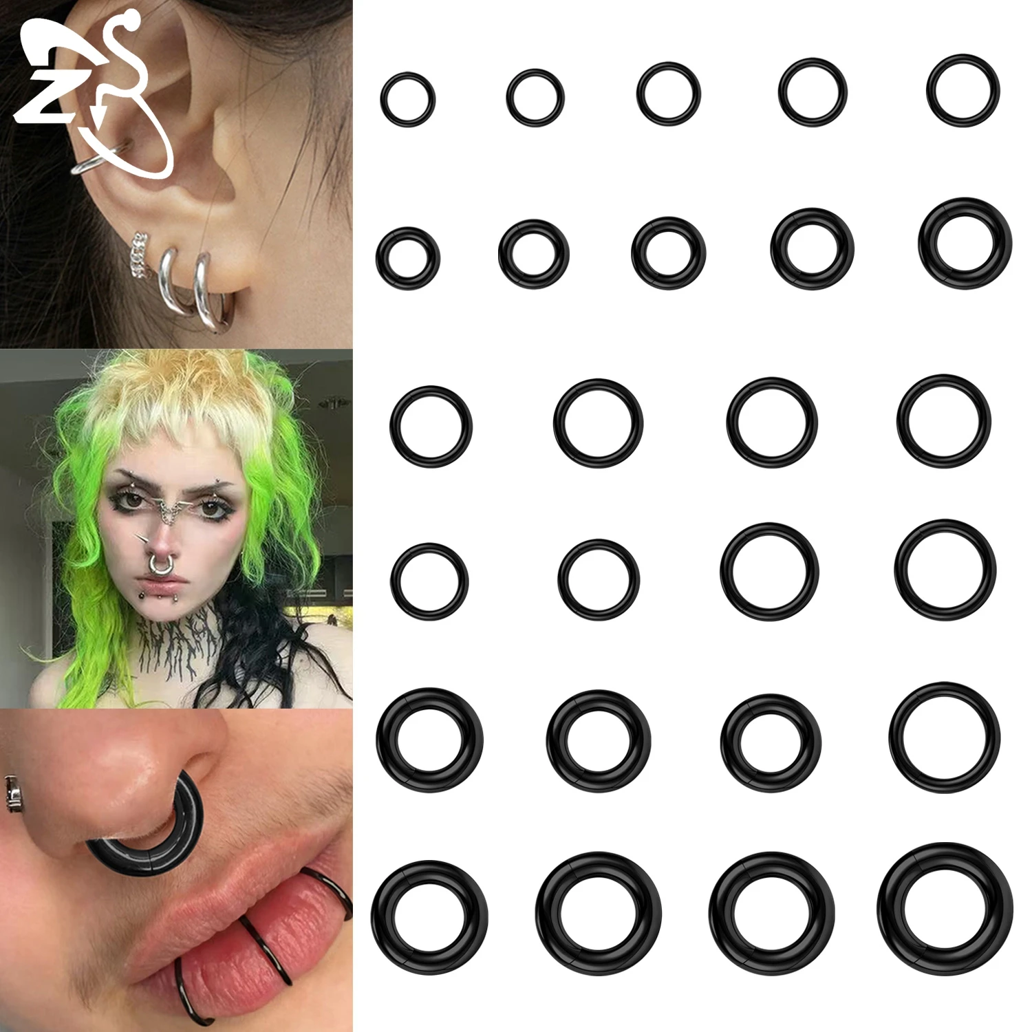 ZS 1 PC 2/4/6/8/10/12G kolczyk w kształcie koła ze stali nierdzewnej Punk duże rozmiary wskaźniki uszu ekspander do uszu noska chrząstka piercing biżuteria