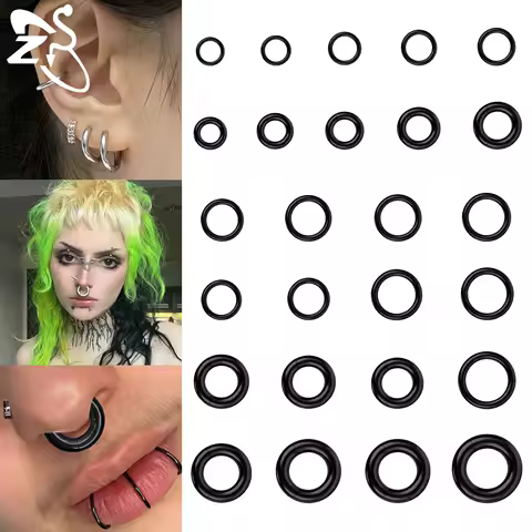 ZS 1 PC 2/4/6/8/10/12G Stainless Steel Hoop Earring Punk Large Size Ear Gauges Ear Expander Nostril Cartilage Piercings Jewelry