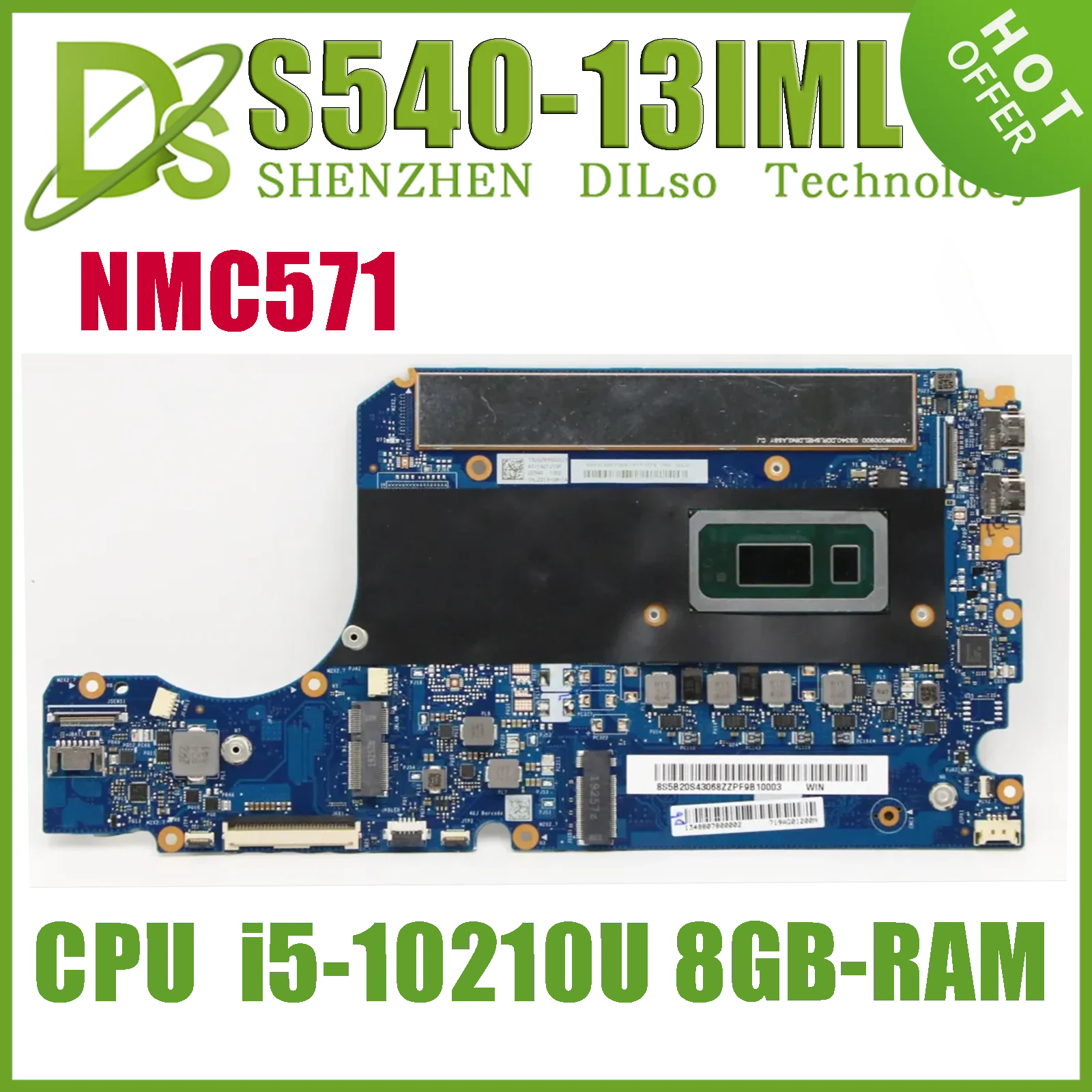 

KUFU Laptop Motherboard NEW For Lenovo ideapad S540-13IML GS340 NMC571 MAIN BOARD SRGKY I5-10210U 8GB RAM UMA 100% Test OK