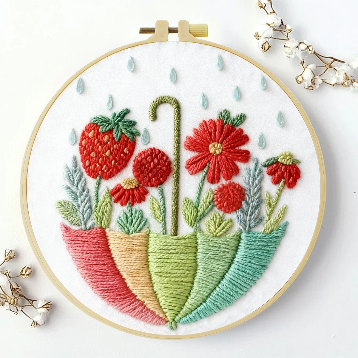1 Stück 20X20CM/15X15CM 7,87/6,3 Zoll Blumen-Stickerei-Starter-Kit DIY-Kit DIY-Stickerei-Set für Anfänger – Detail 3