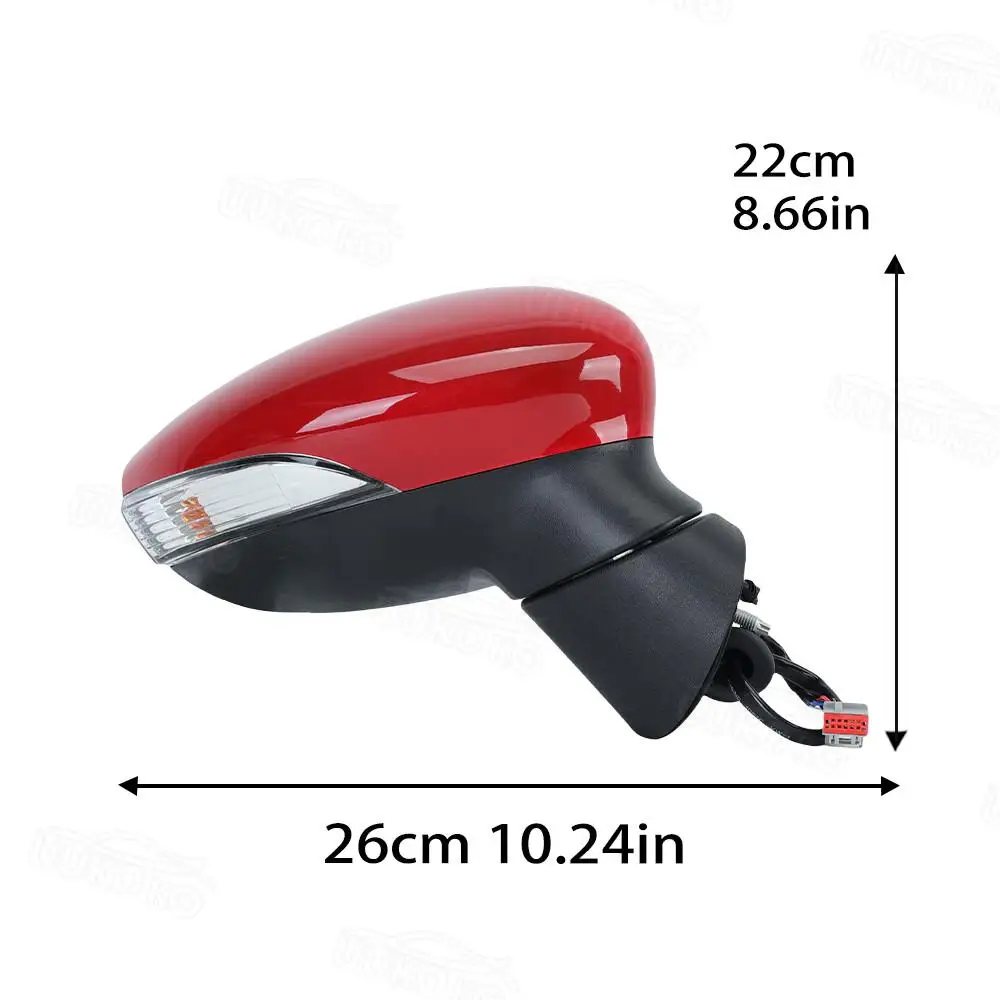 Für Ford Fiesta MK7 13-17 Rechts Rot Außenspiegel Manuell Beheizbar Spiegelglas Auto Parts