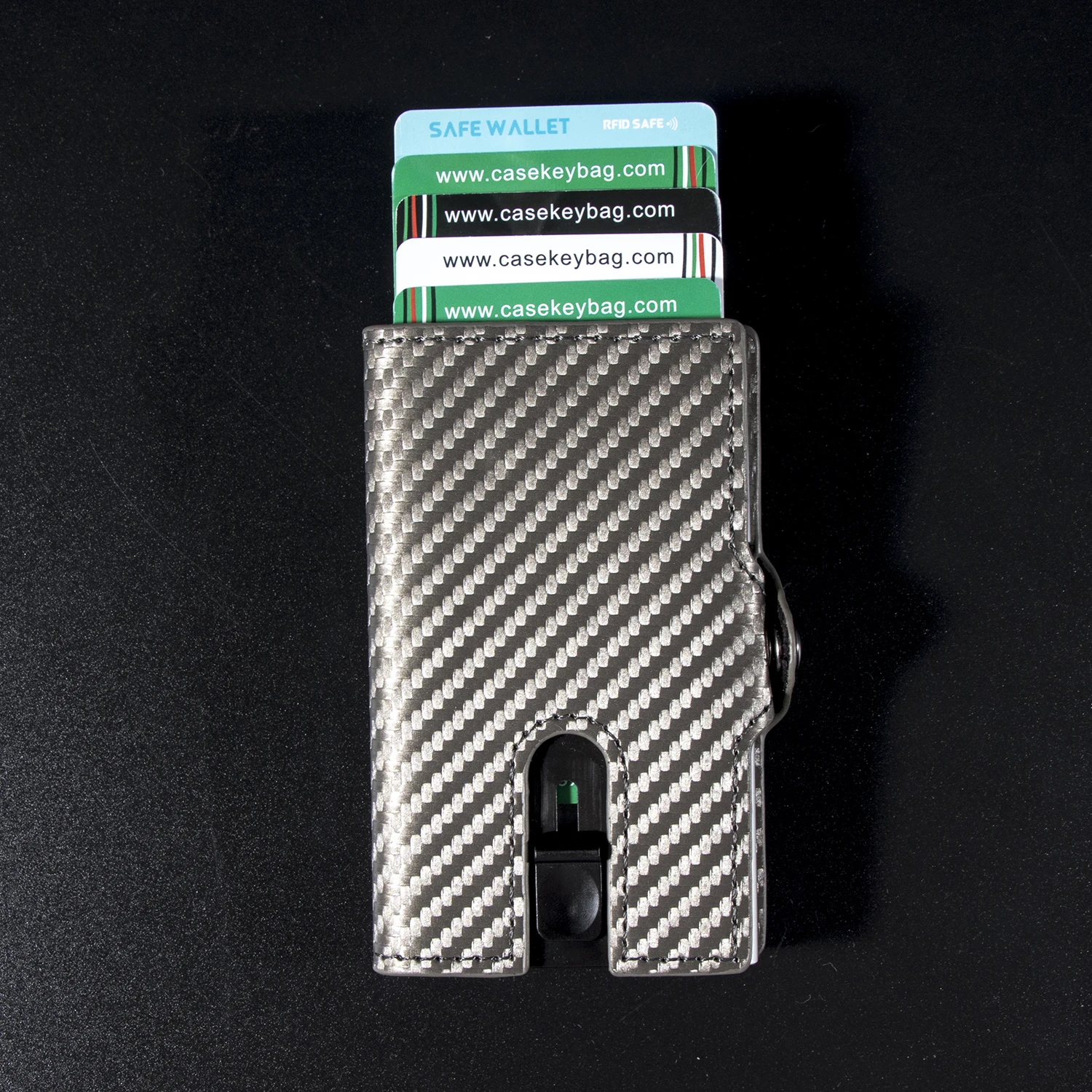Extremely Slim Carbon Fiber Wallet With Zipper Genuine Leather Credit Card Holder Coin Pocket Business Bag Unisex