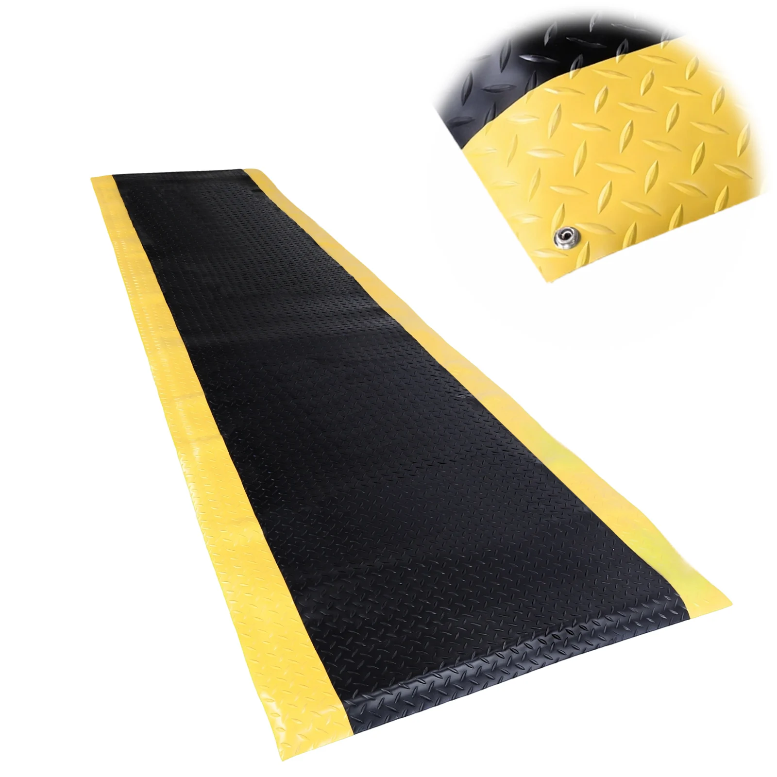 

Противоусталостный коврик 144x36 дюймов с желтой защитной окантовкой, утолщенный губчатый коврик для пола для склада, гаража, общественных помещений