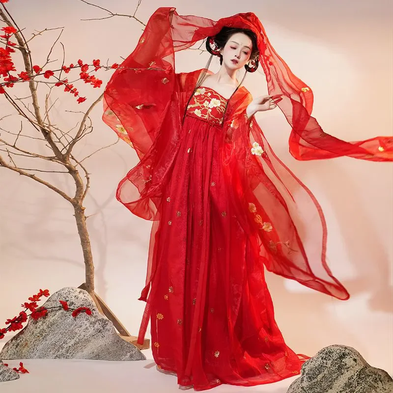 backless-hanfu-women-golden-plum-floral-embroidery-sheer-chiffon-wide-flowing-sleeve-long-maxi-traditional-fairy-dress