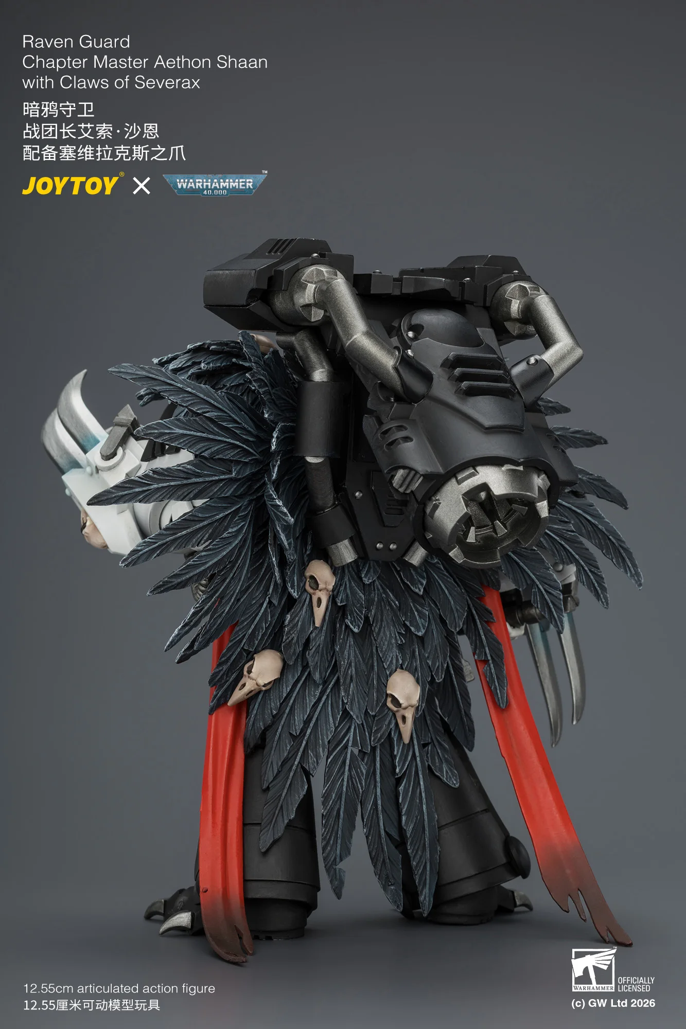 JOYTOY Warhammer 40k 1/18 Action Figures Raven Guard Chapter Master Aethon Shaan with Claws of Severax and Heavy Bolt Pistol