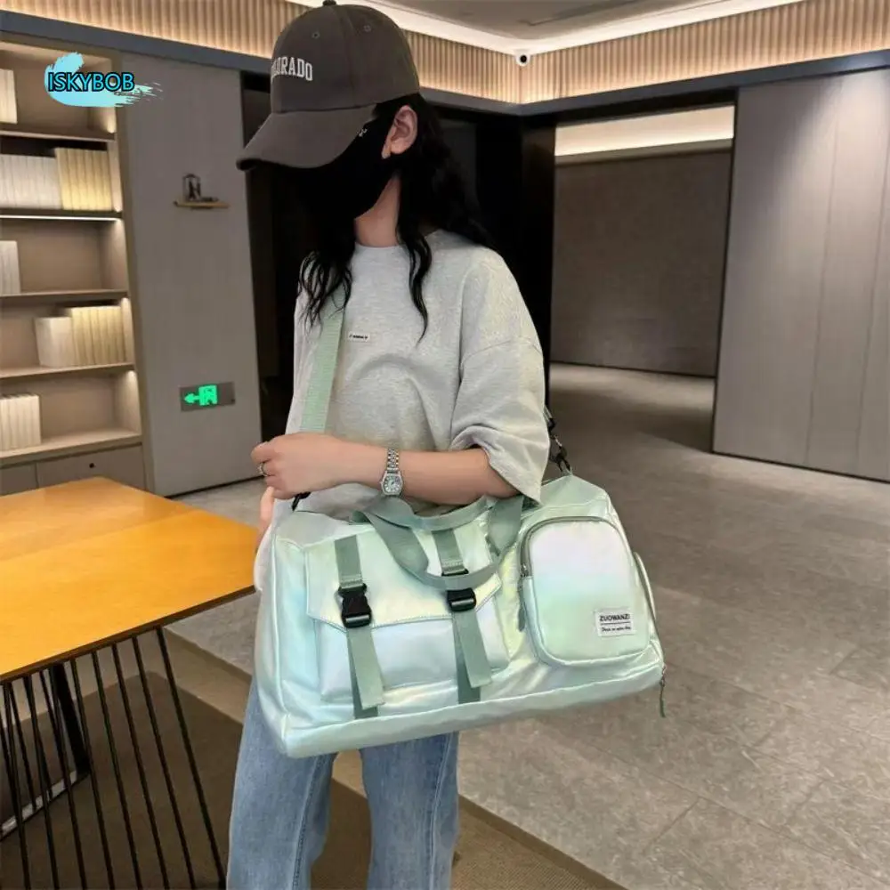 

Pearl Glossy Gym Bag Wet Dry Separation Large Capacity Travel Luggage Bag Carry-On Shoe Compartment Weekender Gym Tote