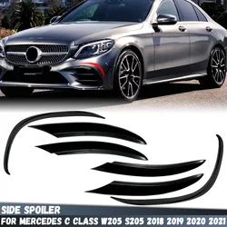 For Mercedes C Class W205 S205 A205 C205 C200 C220d C300 2018-2021 Car Front Bumper Lip Splitter Fog Light Trim