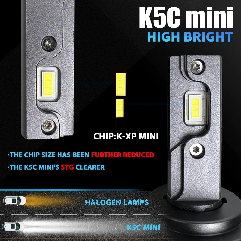 DAWNKNIGHT-K5C 미니 40W H7 H4 긴 수명 버전 Led 헤드 라이트 전구, 4300K K6C Led HB3 H11 램프 전구 H1 HB4 Led 조명 자동차 12V