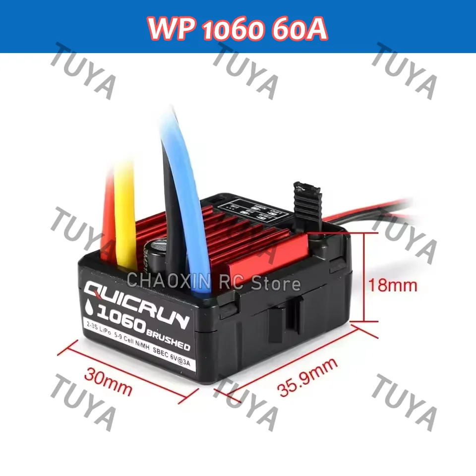 

QuicRun 1060 60A ESC (электронный регулятор скорости) для коллекторных двигателей 540 550, для радиоуправляемых машин, грузовиков, краулеров масштаба 1/10, совместим с HB, Axial, Wltoys