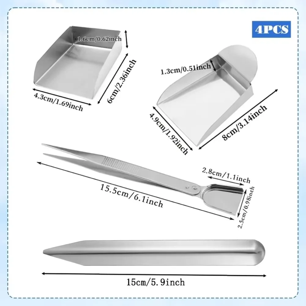 4Pcs Stainless Steel Seed Bead Sorting Kit Bead Scoop Tweezers Set for Rhinestone Gemstone DIY Jewelry Making Craft Supplies