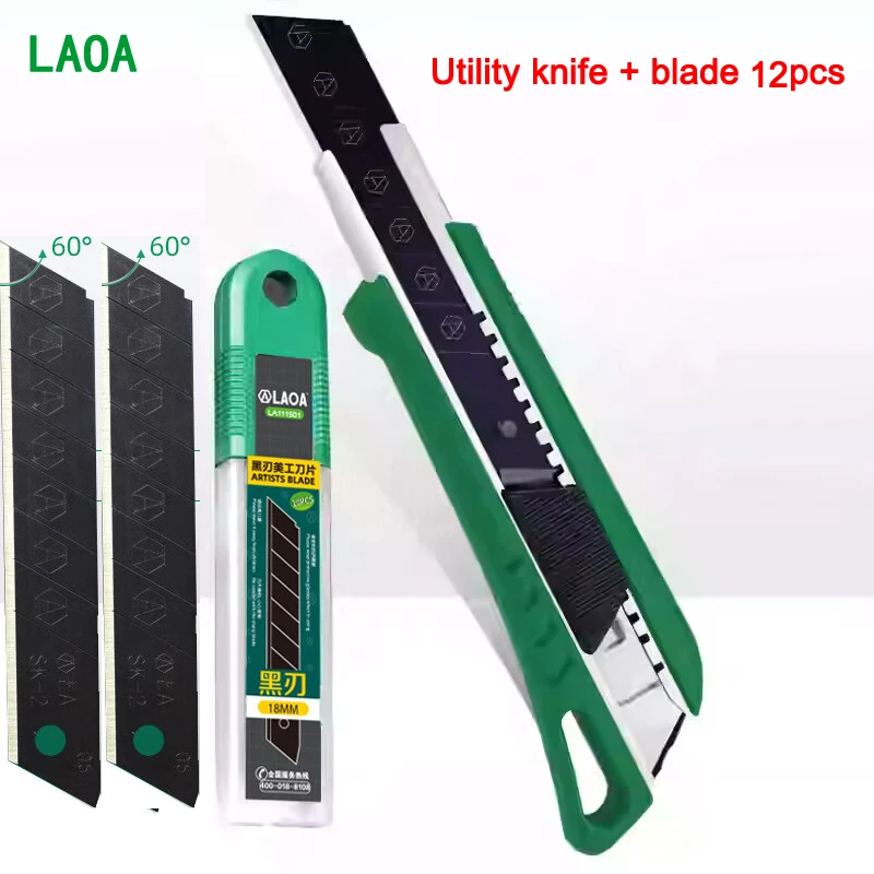 

LAOA Большой и прочный универсальный нож, держатель ножа для обоев, сверхмощный промышленный нож для резки бумаги, набор лезвий