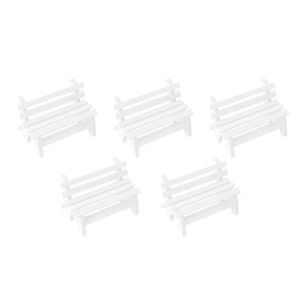 

5 Pcs Mini Wooden Bench Hollow Design Lightweight Photo Props Desk Home Decoration Miniature Furniture Display Craft