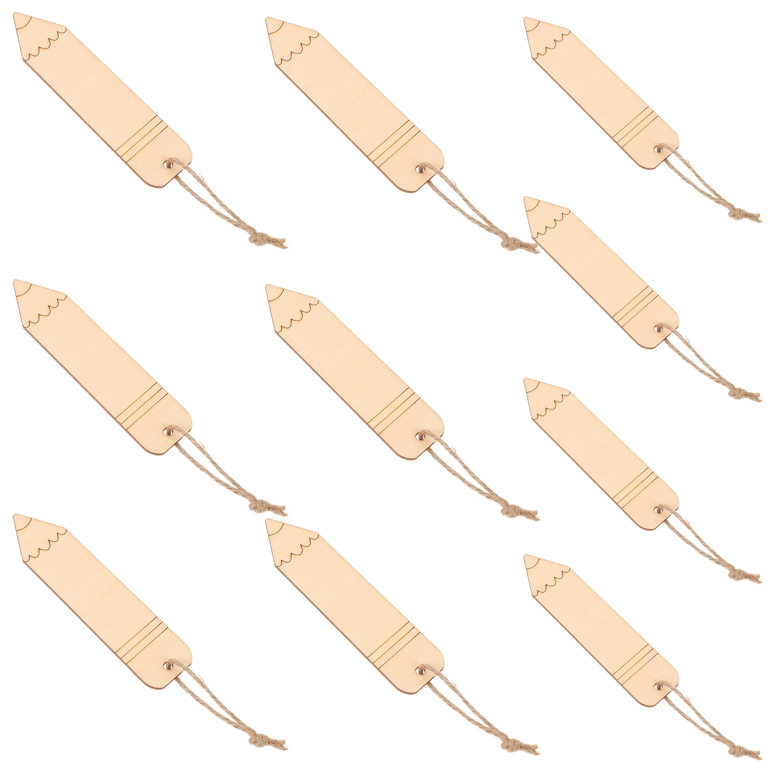 

10 Pcs Wooden Bookmark Blank Bookmarks Pencil Shape DIY Reading Page Markers Unfinished Wood Tags Craft Supplies Blank Hanging