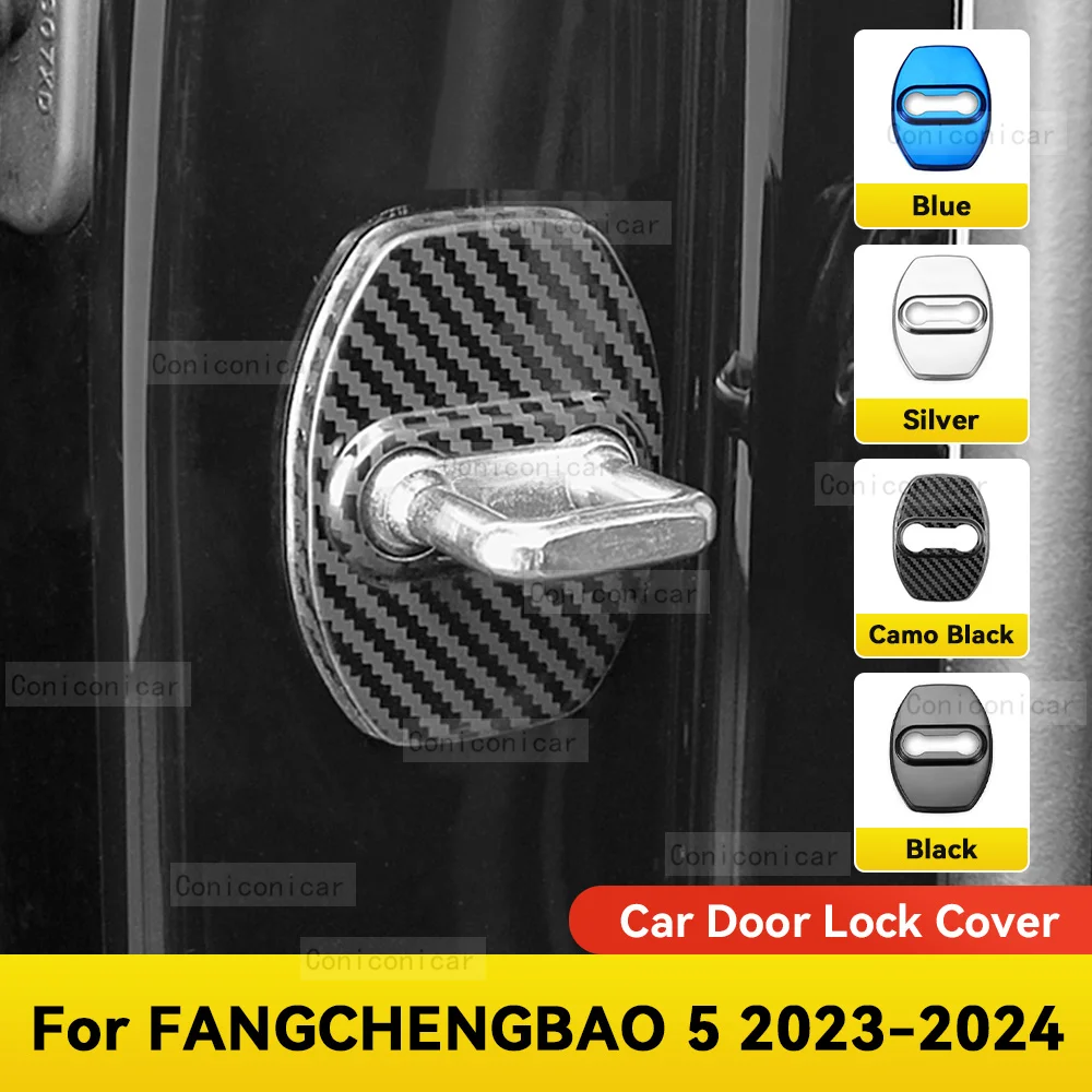 Car Door Lock Decoration Protection Cover Flags Emblem Stainless Steel Case For BYD FANGCHENGBAO 5 2023 2024 Auto Accessories