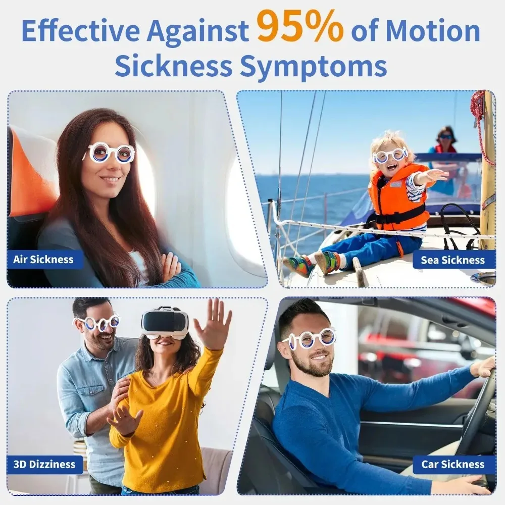 Anti Dizziness Glasses For Travel Portable Natural Nausea Relief Black Motion Sickness Glasses Stylish Frame For Car Plane Boat view 5
