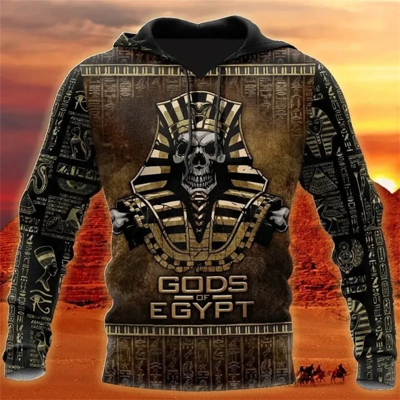 Vintage Men's Sweatshirt 3D Ancient Egypt Casual Print Hoodies Autumn Oversized Men Clothing Harajuku Long Sleeve Pullovers 6XL