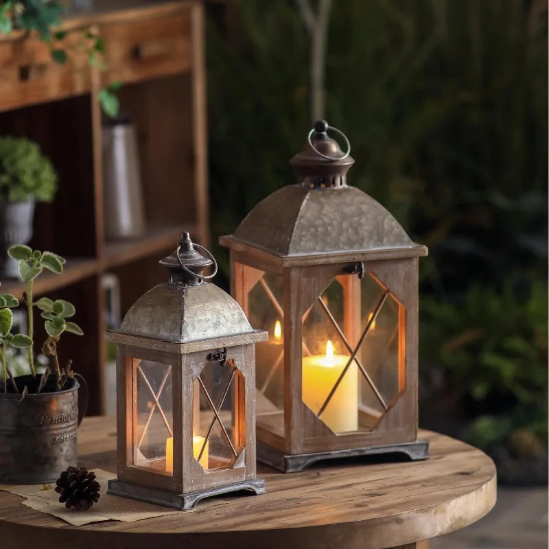 

Железные торшеры в американском стиле, сельский сад, уличные светодиодные светильники, креативный стиль, изготовление старых ветрозащитных подсвечников