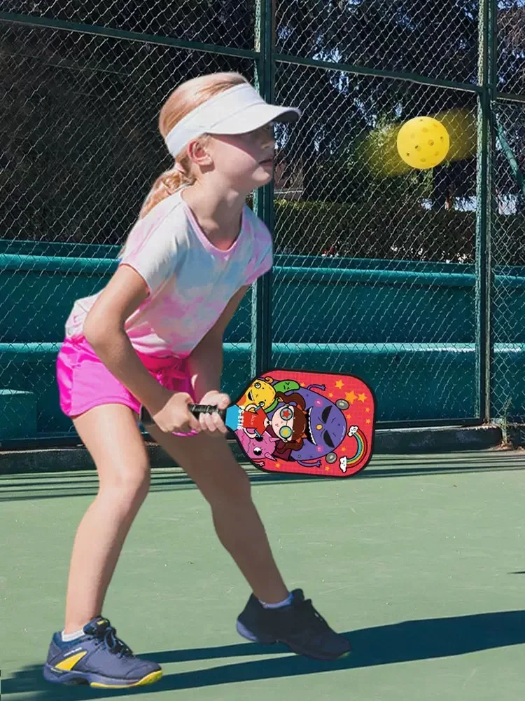 مجموعة مجاديف كرة البيسبول للأطفال من الألياف الزجاجية المطبوعة برسوم كرتونية بيكلبول خفيفة الوزن على شكل قرص العسل هدايا مضرب للأطفال