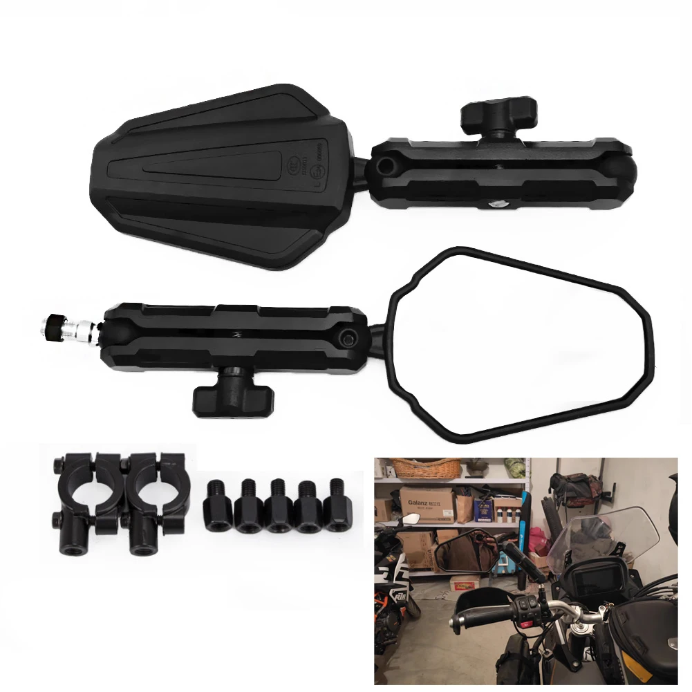 

E-MARK Motorcycle Rearview Mirror Foldable Rear View Mirror Side Mirrors Wide Angle Blind Spot Mirror for Street E-Bikes Scooter