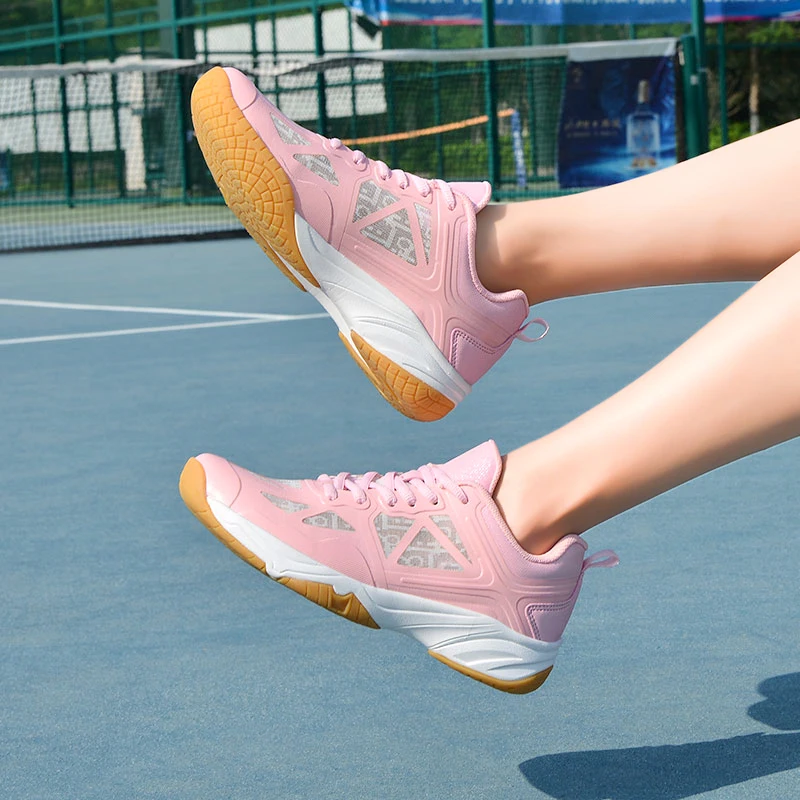 Nowy modny buty do badmintona dla kobiet mody młodzieżowej siatkówka adidasy sportowe do ćwiczeń różowy fioletowy tenisówki stołowy W99