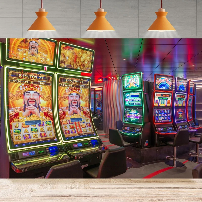 Gaming Slot Machines Photography Backdrop Casino Gambling Luck Play Casino Gamble Game Hall Background Casino Theme Party Decor