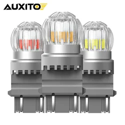 AUXITO 2Pcs T25 3157 P27W P27/7W LED Light White Red 3030SMD 3156 LED Bulb Lamp for DRL Car Brake Stop Reverse Parking Light 12V