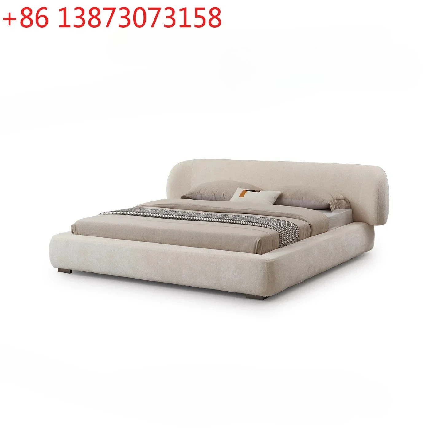 

S BK New Italian Minimalist Fabric Bed Modern Minimalist Designer Master Bedroom Advanced Wedding Bed