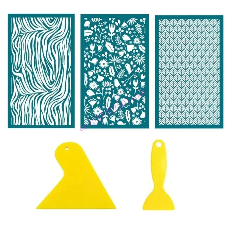 Screen Printing Template Suitable for Clay 5-piece Reusable Screen Printing Tape Scraper Used with Clay Earring Cutter M76B