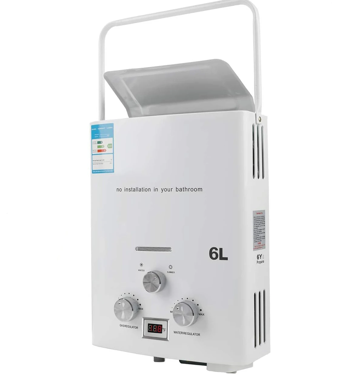 

Безрезервуарный водонагреватель для сжиженного нефтяного газа на 6 л — газовая система мгновенного быстрого нагрева (умный контроль температуры, автоматическое зажигание, энергосбережение)